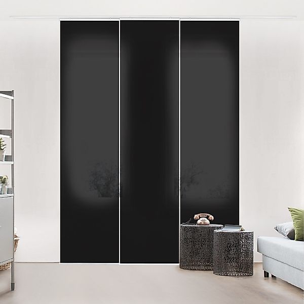 Bilderdepot24 Schiebegardine modern Flächenvorhang blickdicht Tiefschwarz, günstig online kaufen