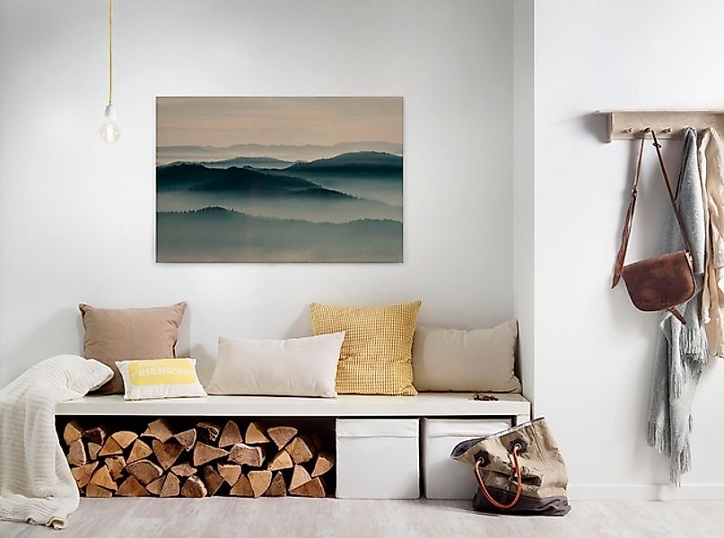 Bricoflor Leinwand Mit Landschaft Dunkelgrün Petrol Leinwand Bild Mit Wald günstig online kaufen