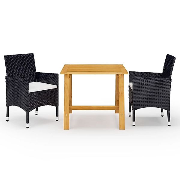 vidaXL 3-Tlg Garten-Essgruppe mit Kissen Schwarz 3095890 günstig online kaufen