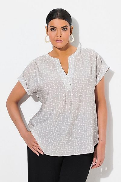 Ulla Popken Tunika Tunikabluse grafischer Druck Tunika-Ausschnitt günstig online kaufen