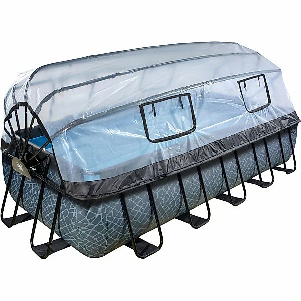 EXIT Stone Pool Grau 540x250x100cm m. Sandfilterpumpe u. Abdeckung günstig online kaufen