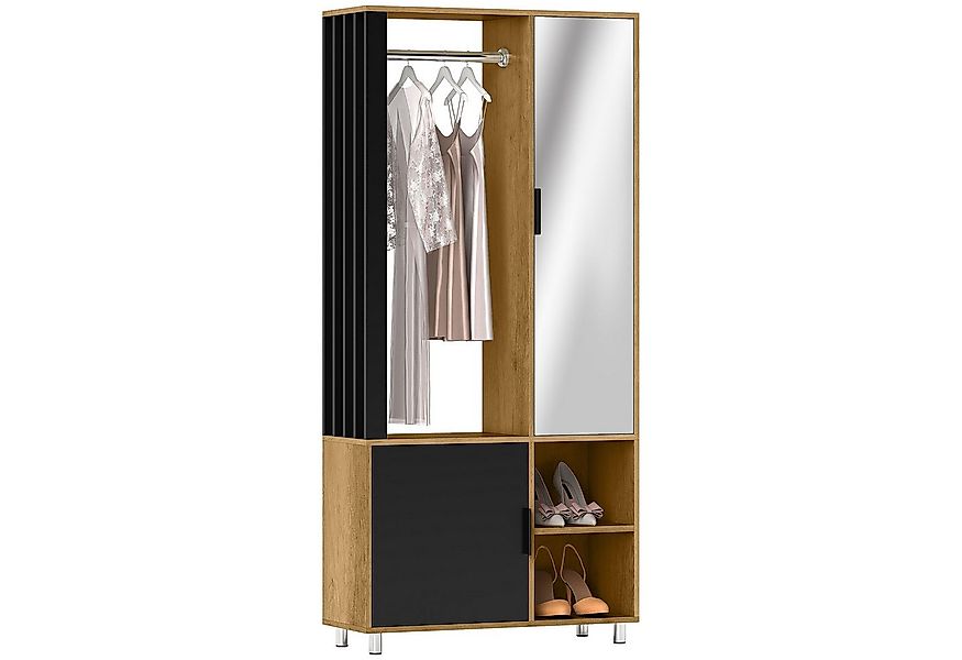 HOMCOM Kleiderschrank Garderobe Set mit Spiegel, Kleiderstange, Schuhschran günstig online kaufen