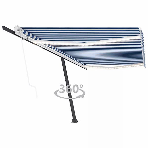 Automatische Markise Mit Led & Windsensor 500x350 Cm Blau Weiß günstig online kaufen