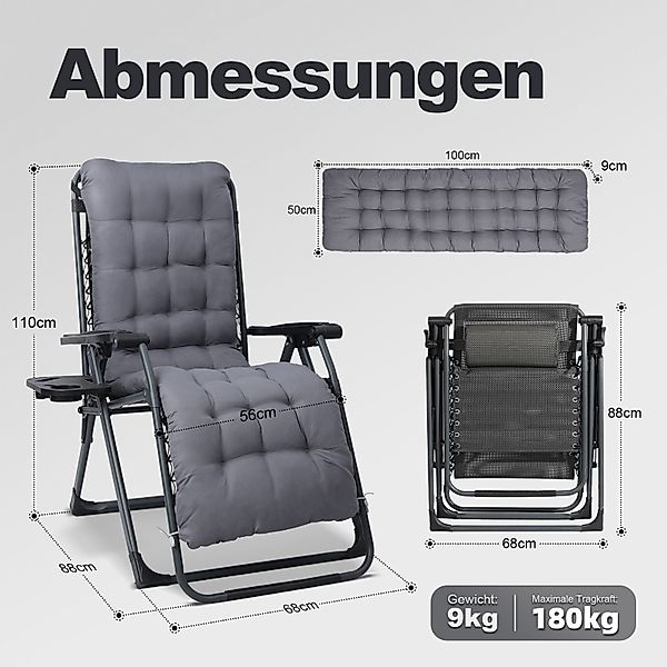 HOMECALL Gartenliege Sonnenliege Klappbar, Liegestuhl mit günstig online kaufen