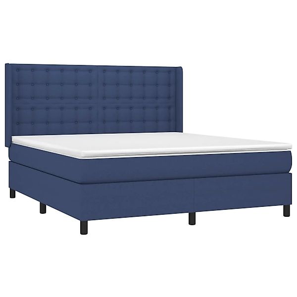 vidaXL Boxspringbett mit Matratze & LED Blau 180x200 cm Stoff 3138659 günstig online kaufen