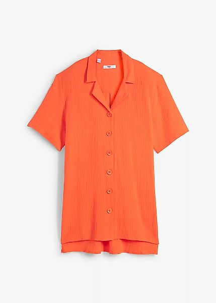 Langes Musselin-Hemd mit Knopfleiste, kurzarm günstig online kaufen