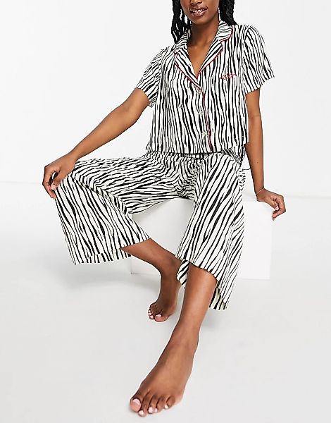 Wild Lovers – Heidi – Gemusterte Pyjamahose mit Zebramuster in Schwarz-Weiß günstig online kaufen