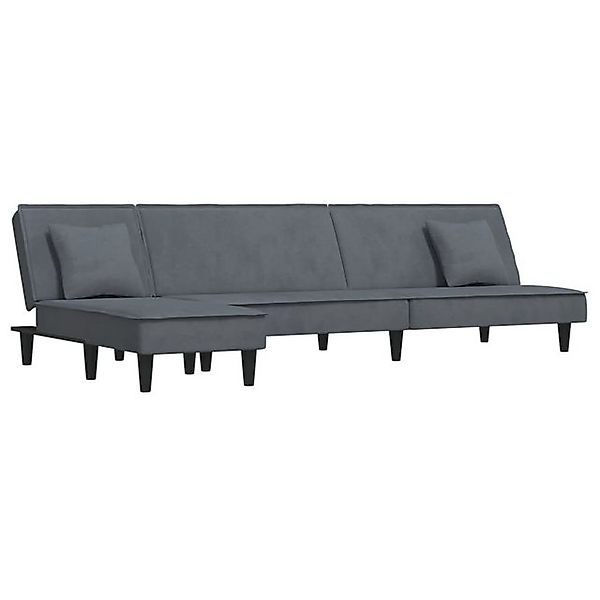 vidaXL Sofa Schlafsofa in L-Form Dunkelgrau 255x140x70 cm Samt Schlafcouch günstig online kaufen