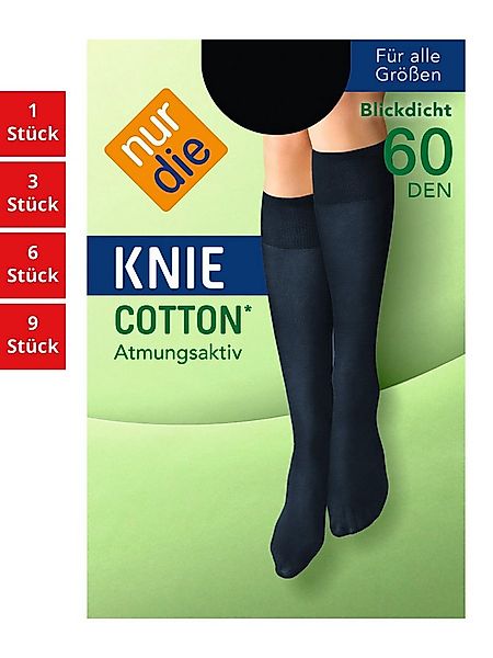 Nur Die Kniestrümpfe Cotton 60 DEN Damen (1er/3er/6er/9er Pack, 3-Paar) Kni günstig online kaufen