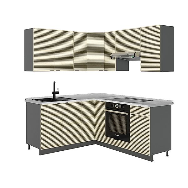 Vicco Fame-Line Küchenschränke Eiche Paneel/Anthrazit 160 x 60 cm ohne Arbe günstig online kaufen