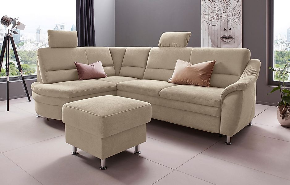 Places of Style Ecksofa "Cardoso L-Form", Federkern, wahlweise mit Bett, Sc günstig online kaufen