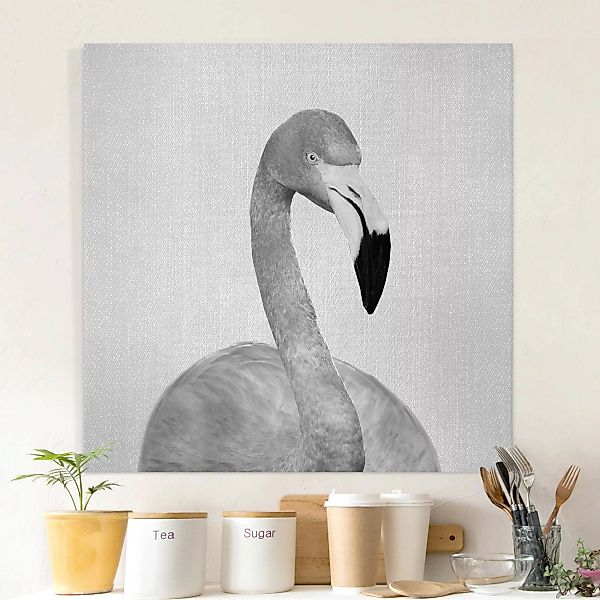 Leinwandbild Flamingo Fabian Schwarz Weiß günstig online kaufen