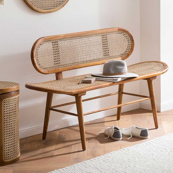 Sitzbank Küchenbank aus Rattan und Teak Massivholz günstig online kaufen