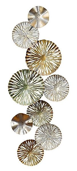 Levandeo® Metallbild, 3D Wandbild 33x87cm Ringe Kreise Metall Grün Gold Dek günstig online kaufen