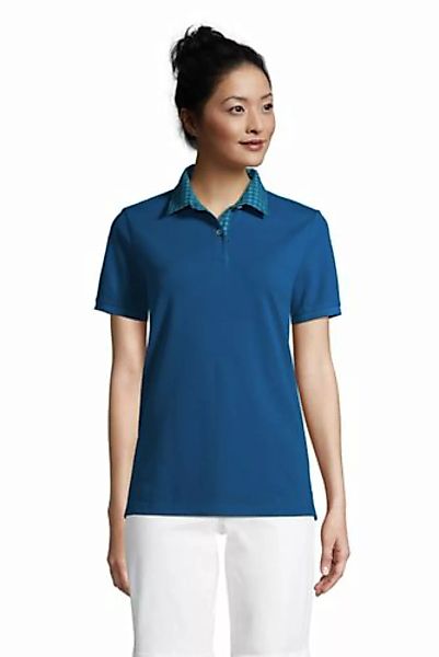 Piqué-Poloshirt, Damen, Größe: L Normal, Blau, Baumwolle, by Lands' End, Pe günstig online kaufen