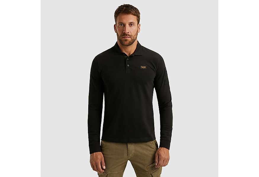 PME LEGEND Langarm-Poloshirt mit Logo-Aufnäher günstig online kaufen