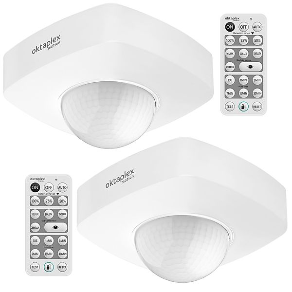 Oktaplex Tim Bewegungsmelder 360° Decke 2er Set inkl. Fernbedienung IP65 Au günstig online kaufen