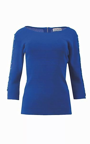 Passioni Kurzarmpullover in Royal Blau mit Steinen günstig online kaufen