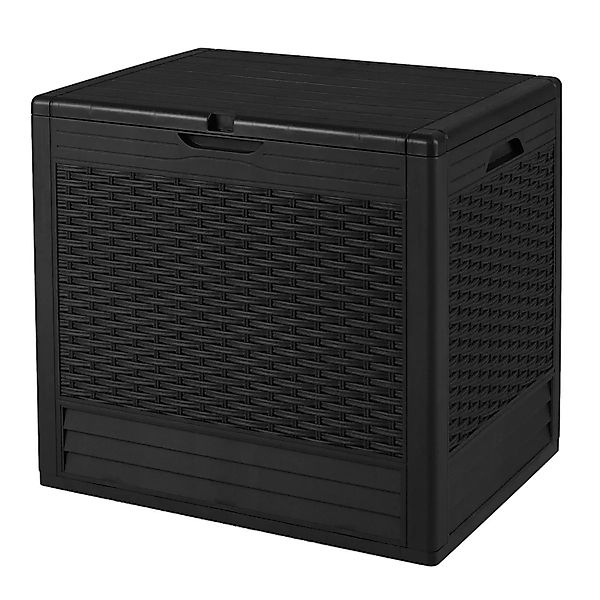 Costway Gartenbox 96 L mit Abschließbarem Deckel Rattanoptik Schwarz günstig online kaufen