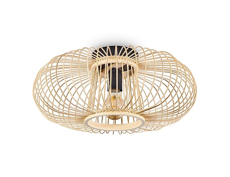 hofstein Deckenleuchte »Aidone« runde Deckenlampe aus Metall/Bambus in Schw günstig online kaufen