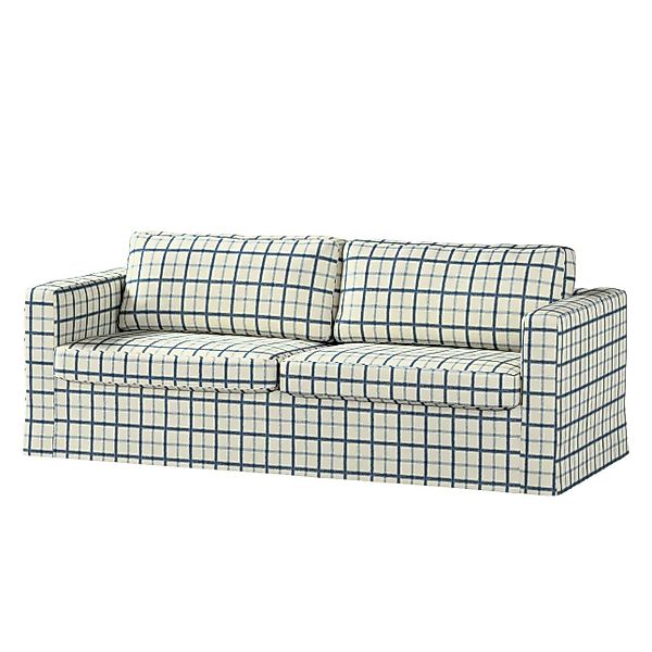 Bezug für Karlstad 3-Sitzer Sofa nicht ausklappbar, lang, blau-creme, Bezug günstig online kaufen
