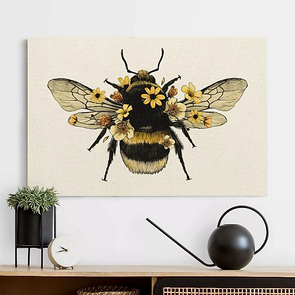 Leinwandbild auf Canvas Natural Illustration florale Hummel günstig online kaufen