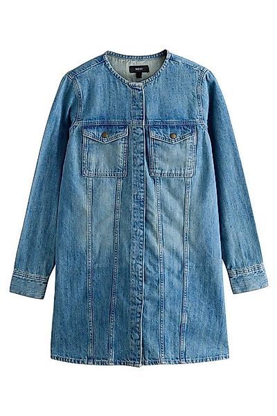 Next Minikleid Langärmeliges, kragenloses Denim-Minikleid (1-tlg) günstig online kaufen