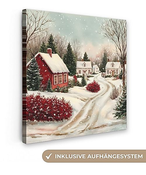 OneMillionCanvasses® Leinwandbild Weihnachtsstimmung - Ländlich - Rot, Foto günstig online kaufen