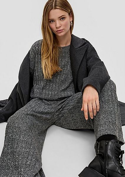 QS Langarmshirt T-Shirt Meliertes Longsleeve mit Rippstruktur günstig online kaufen