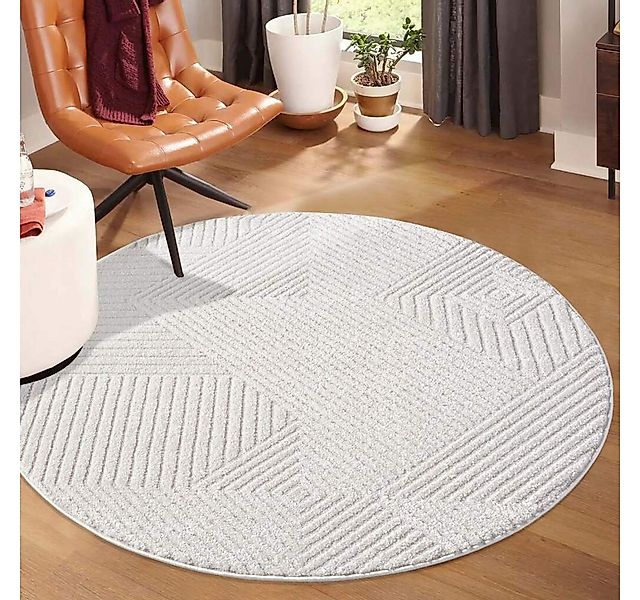 Carpet City Teppich LOUNGE 0632, rund, Höhe: 15 mm, Kurzflor-Teppich Modern günstig online kaufen