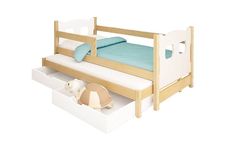 thematys Jugendbett Kinderbett mit abnehmbaren Rausfallschutz und zwei Schu günstig online kaufen