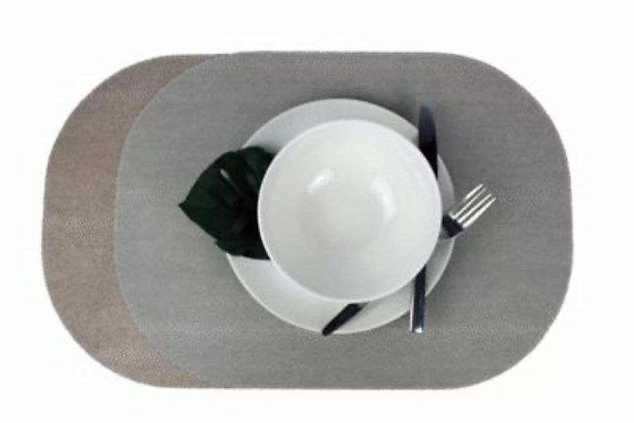 Signature Home Collection Tischset oval 6-er Rochen zweifarbig Julia grau/b günstig online kaufen