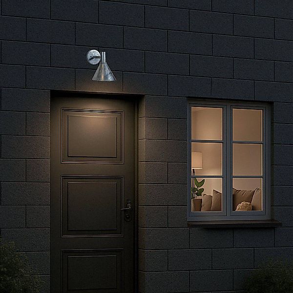 PR Home Außenwandleuchte Mini-Tripp, silberfarben, IP44, E27 günstig online kaufen