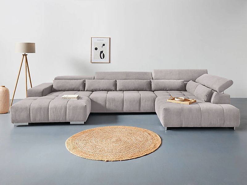 COTTA Wohnlandschaft "Orion U-Form", mit Kopfteilverstellung & 6 Nierenkiss günstig online kaufen