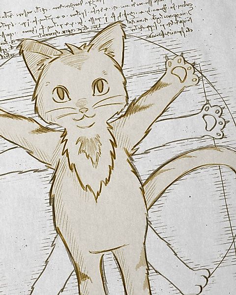 style3 T-Shirt Vitruvianische Katze kätzchen kitten günstig online kaufen