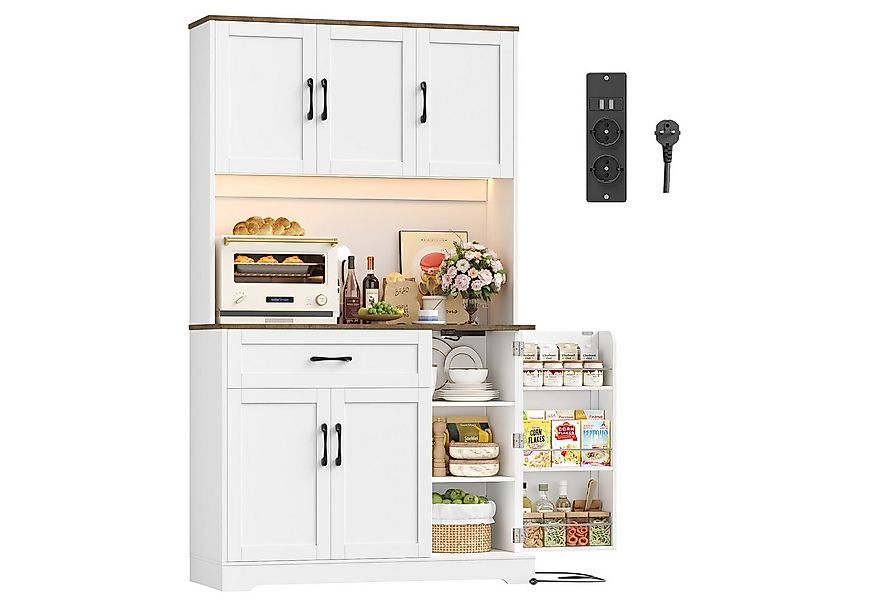 Homfa Küchenbuffet Küchenbuffet mit LED Küchenschrank Buffetschrank Sideboa günstig online kaufen