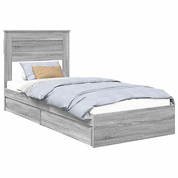 vidaXL Stauraumbett Grau Sonoma 100 x 200 cm Holzwerkstoff 3409937 günstig online kaufen