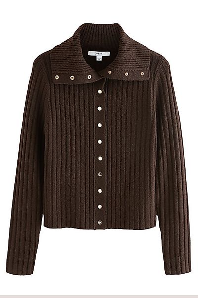 Next Strickjacke Gerippte Strickjacke mit Kragen und Knöpfen (1-tlg) günstig online kaufen