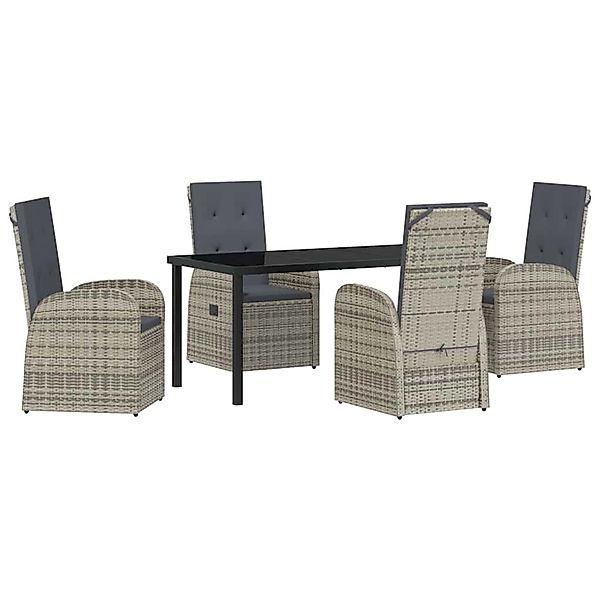 vidaXL Garten Essgruppe mit Kissen 5-Tlg Grau Poly Rattan 3379481 günstig online kaufen
