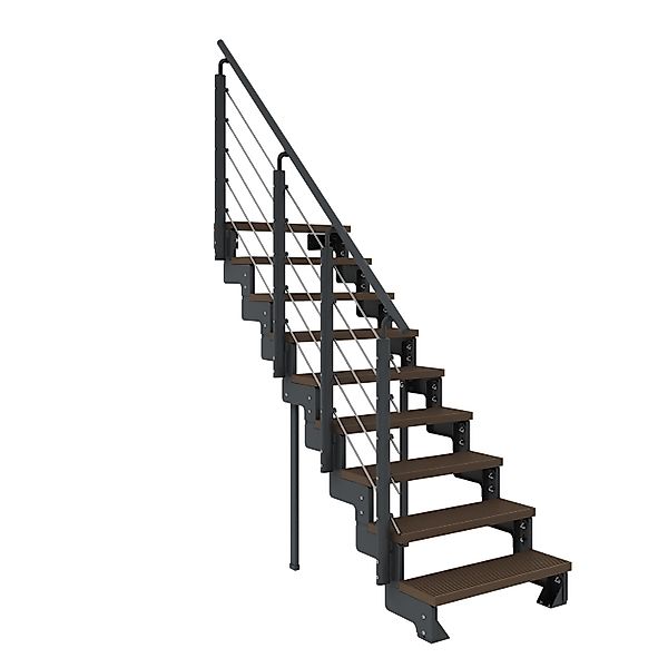 Dolle Außentreppe Gardentop Anthrazit 9 Stufen 100 cm Braun inkl. Geländer günstig online kaufen