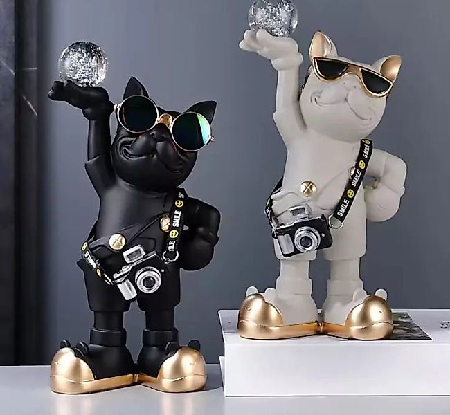 Quality Elegance Tierfigur French Bulldog Dekofigur aus Resin im Skandi-Sti günstig online kaufen
