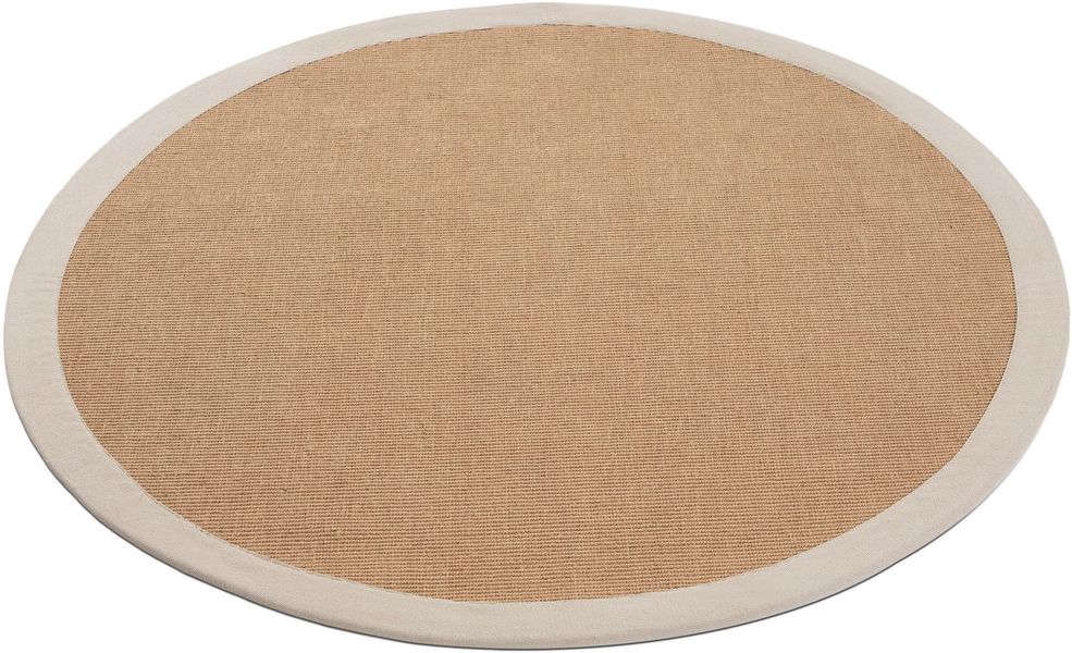 carpetfine Sisalteppich "Sisal" rund 5 mm Höhe mit farbiger Bordüre, Anti-R günstig online kaufen