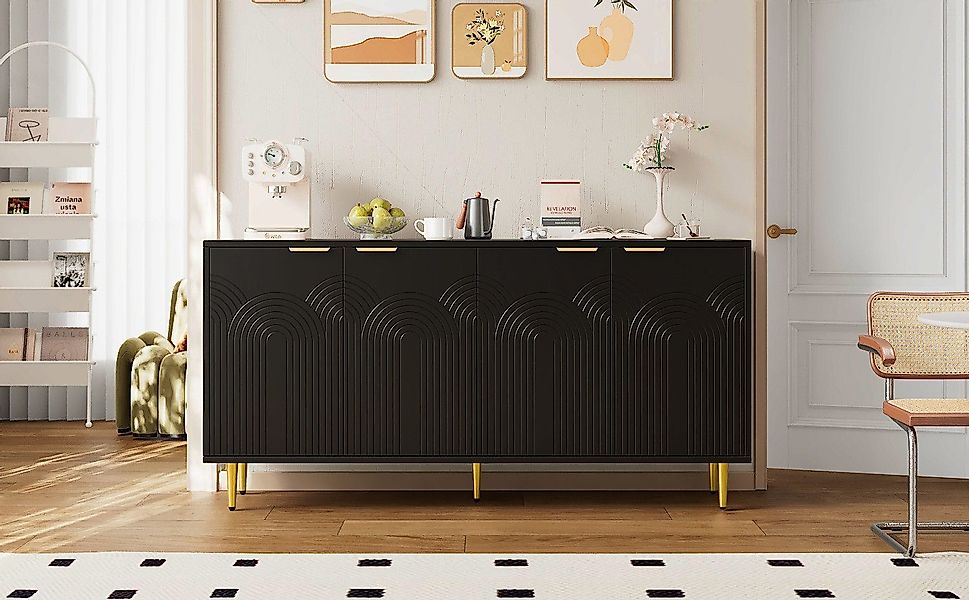 STILVORA Sideboard wohnzimmer 80×35cm Buffetschrank schwarz,Küchenschrank günstig online kaufen