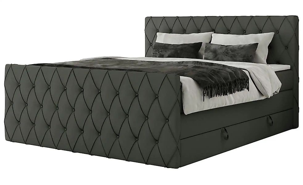 Boxspringbett mit Bettkasten Miren King Duo ¦ grau ¦ Maße (cm): B: 201 H: 1 günstig online kaufen
