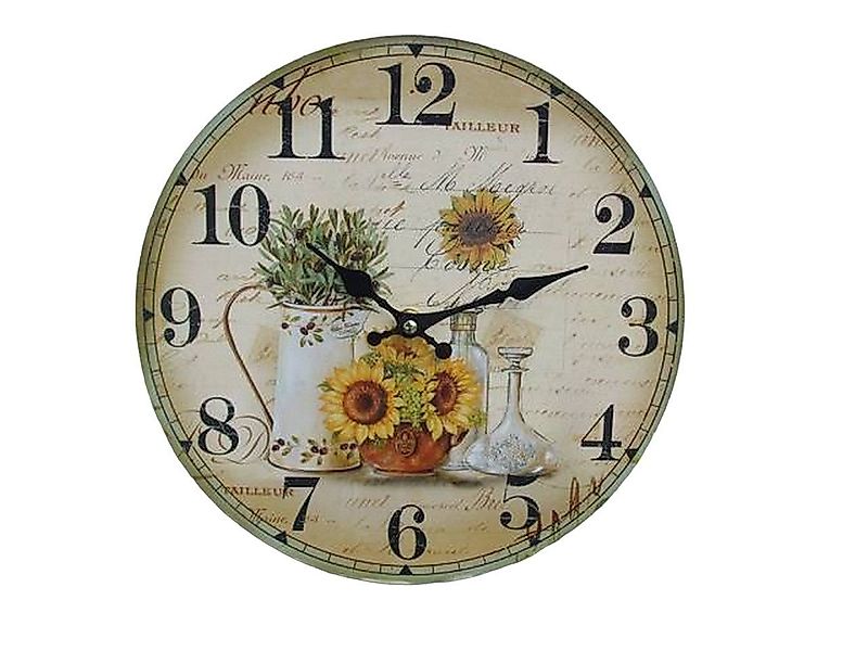 Ambiente Haus Wanduhr Wunderschöne, Wanduhr mit Sonnenblumen, 28 cm, Landha günstig online kaufen