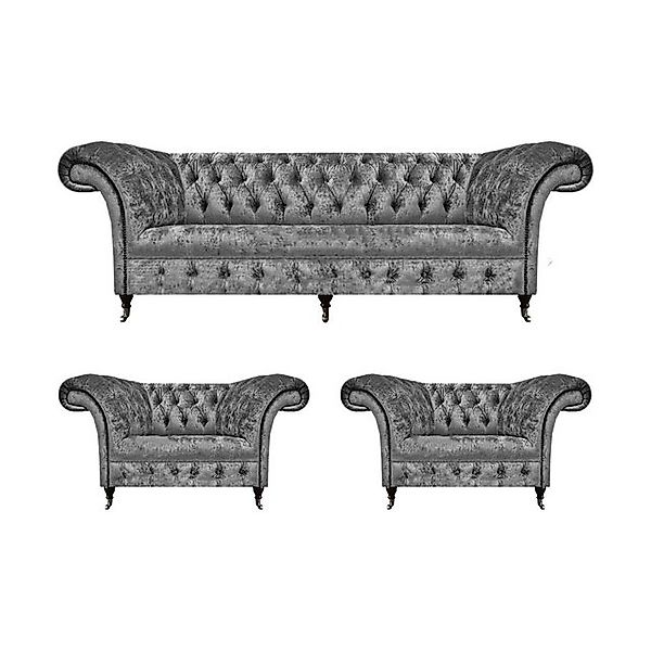 JVmoebel Chesterfield-Sofa Wohnzimmer Set 3tlg Design Möbel Sofagarnitur Po günstig online kaufen