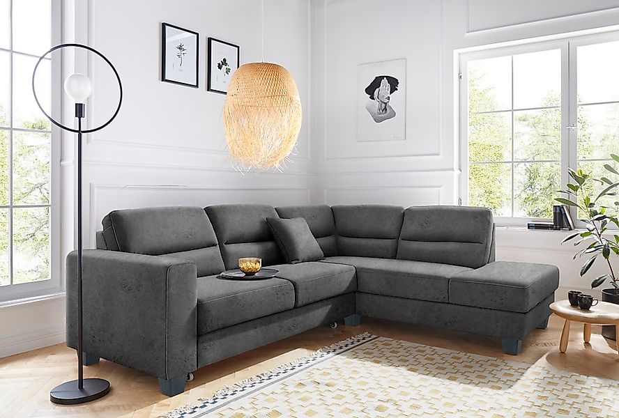 TRENDMANUFAKTUR Ecksofa "Chamber, zeitlos und modern, hoher Sitzkomfort, L- günstig online kaufen