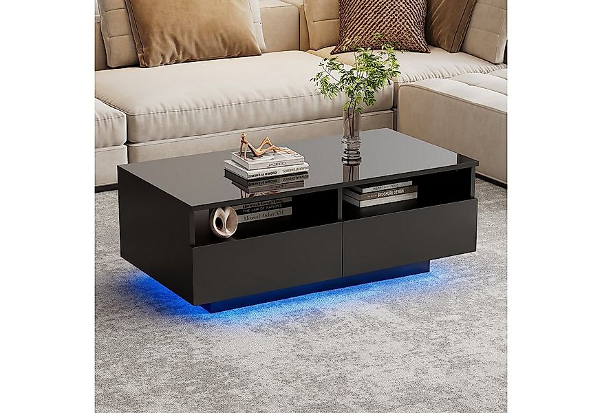 OKWISH Couchtisch Sofatisch (1-St), mit 2 Schubladen,16 Farben LED Lichter, günstig online kaufen