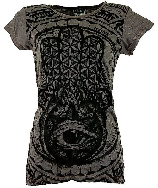 Guru-Shop T-Shirt Sure T-Shirt Fatimas Hand - taupe Festival, Goa Style, al günstig online kaufen