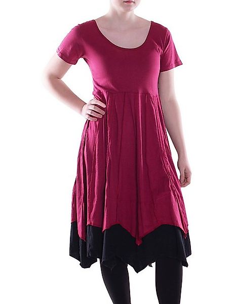 Vishes Midikleid Damen knielanges Kleid Baumwolle Casual Patchwork hohe Tai günstig online kaufen